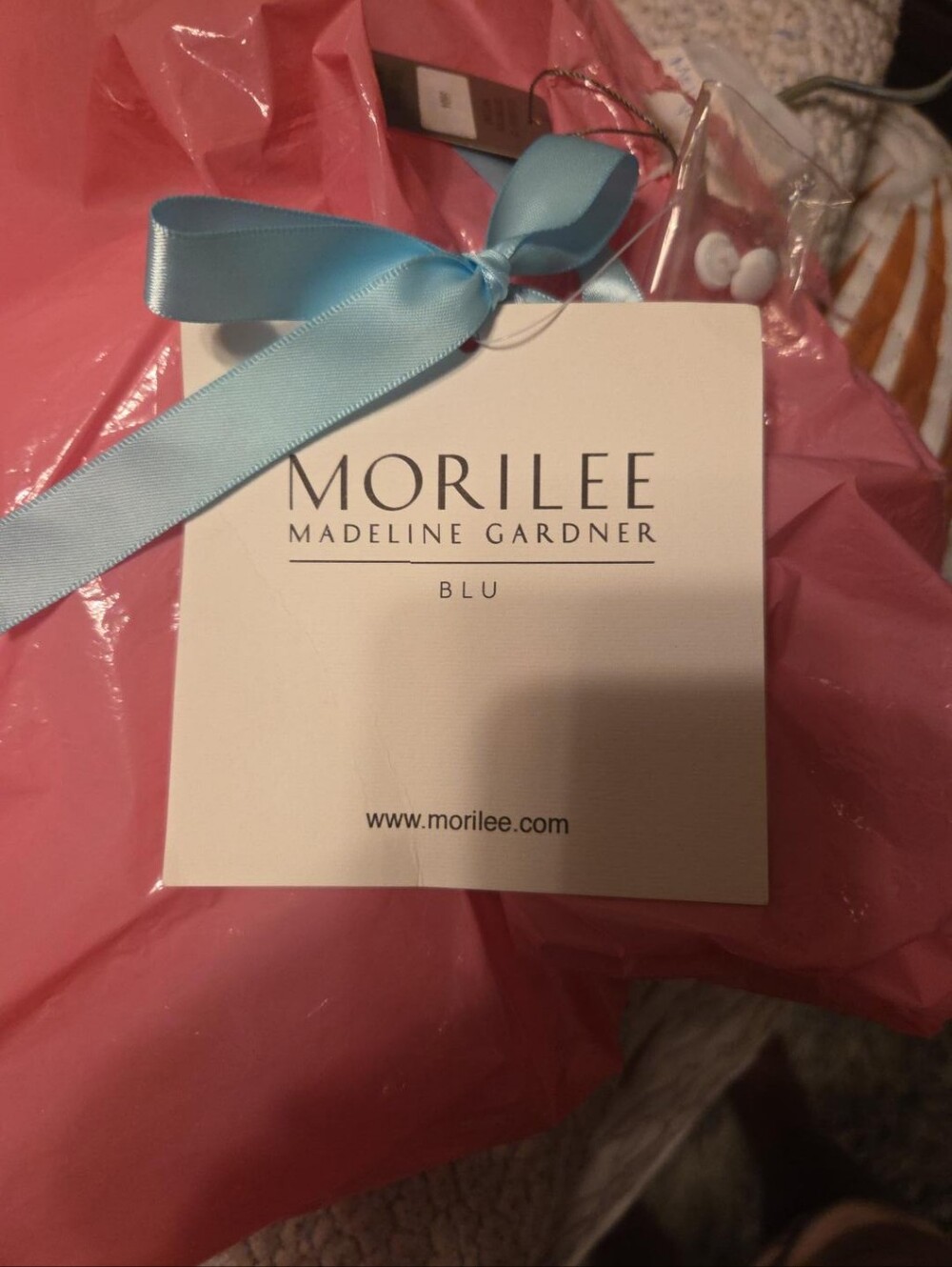 Mori Lee Bridal Accessory Tag with Blue Ribbon